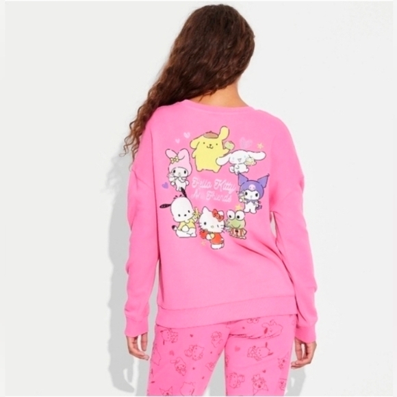 Hello Kitty and Friends Cozy Graphic Sweatshirt Pink Women's - Picture 3 of 6